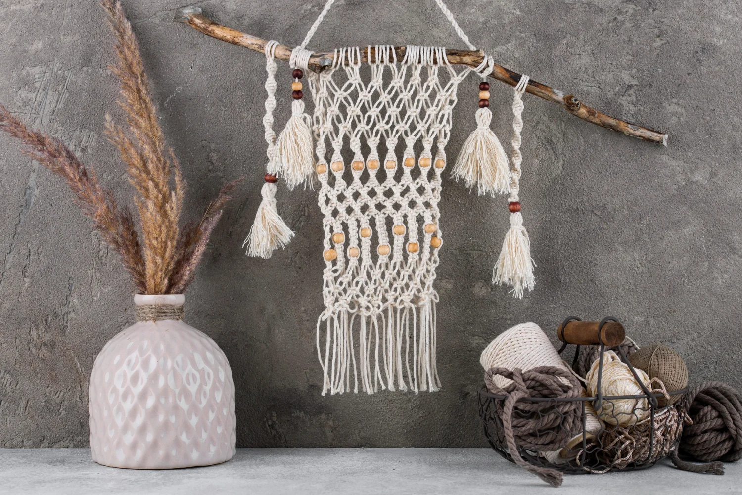 traditional macrame assortment indoors